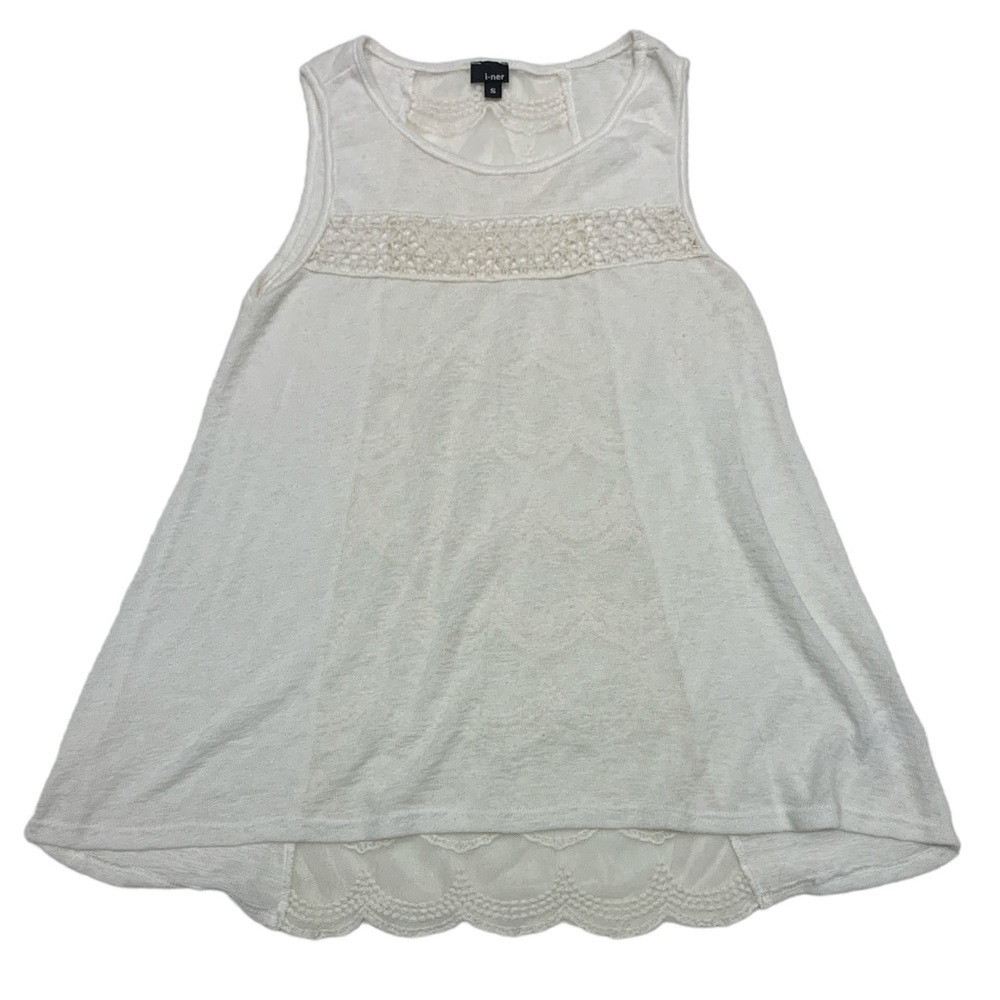 3/$15   I•ner Blouse with Crocheted Front & Lace Back